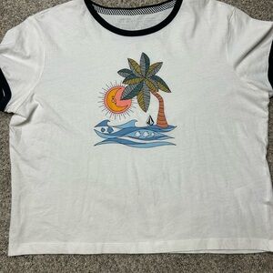 Volcom Graphic Tee - Moon & Palm Tree Beach Scene - Women’s Medium